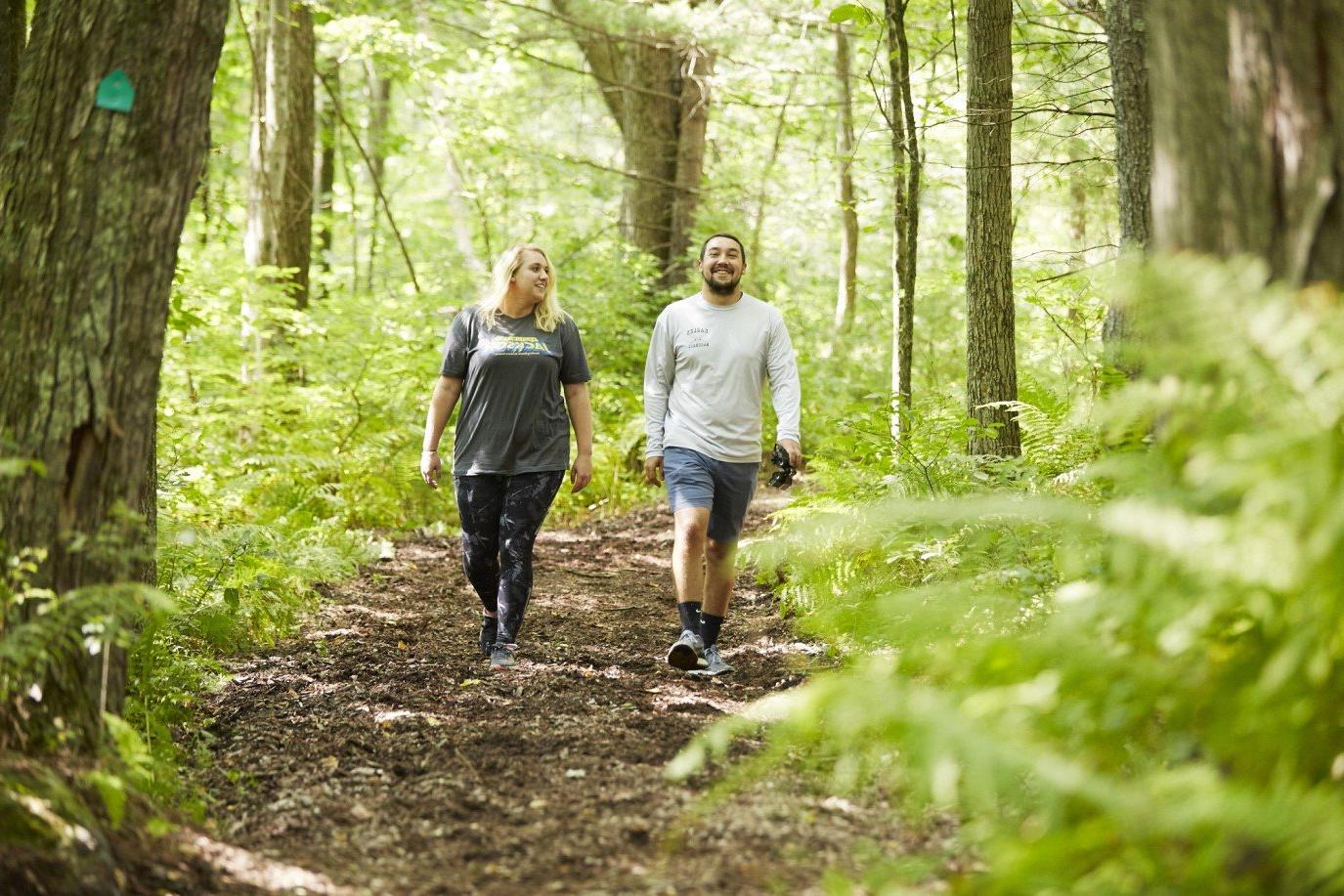 People walking in the woods